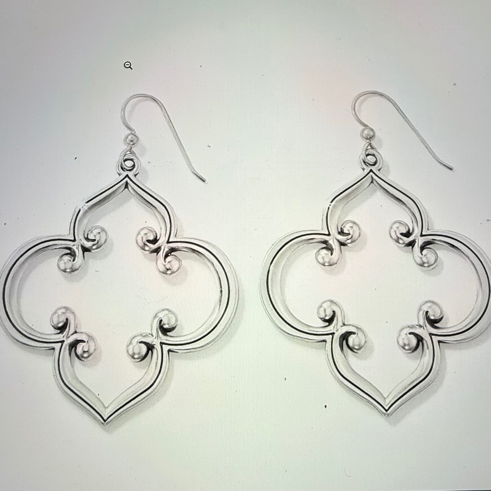 Brighton Silver Toledo Statement French Wire Earrings